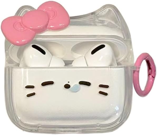 Transparent Clear Cat Face  Silicone Sleeping Bowknot Case