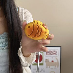Cute Fish Taiyaki Cookie Design Wireless Earbuds Protective Cover