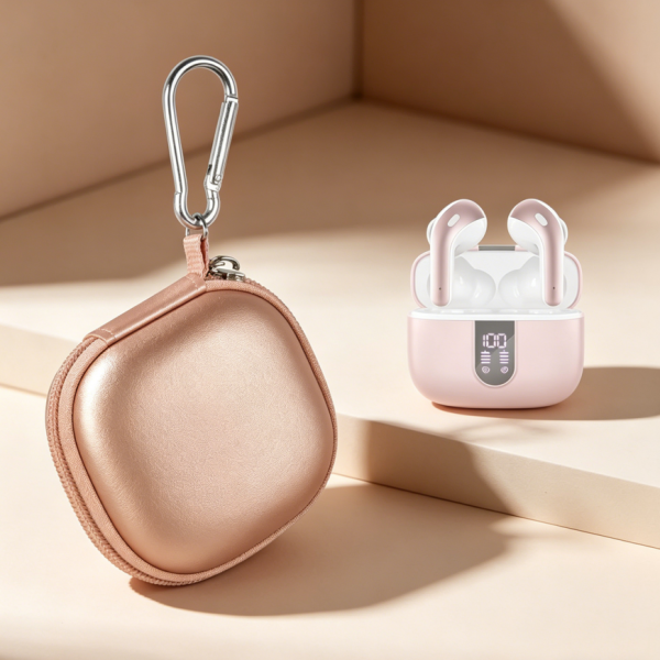 Gold Protective Storage Holder Case for Wireless Bluetooth Earbuds